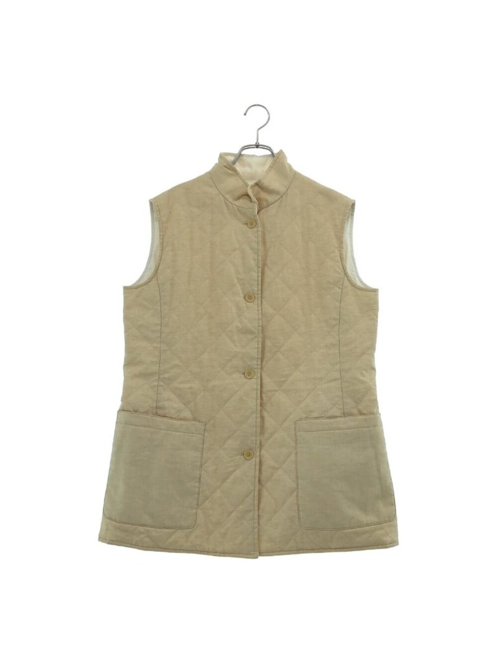 Loro Piana Linen Reversible Quilted Vest 48 Beige White